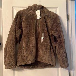 UNIQLO Olive Green full zip fleece hoodie. NEVER WORN. Size medium
